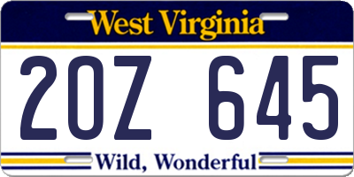 WV license plate 2OZ645