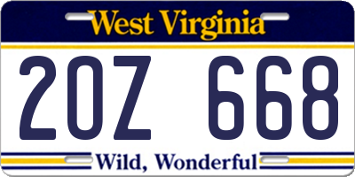 WV license plate 2OZ668