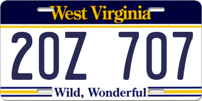 WV license plate 2OZ707