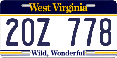 WV license plate 2OZ778