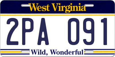 WV license plate 2PA091