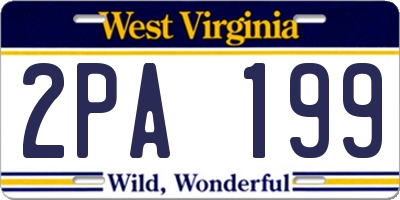 WV license plate 2PA199