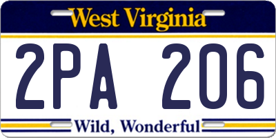 WV license plate 2PA206