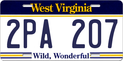 WV license plate 2PA207