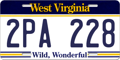 WV license plate 2PA228