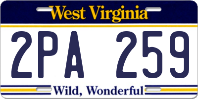 WV license plate 2PA259