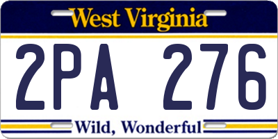 WV license plate 2PA276