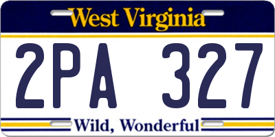 WV license plate 2PA327