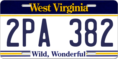 WV license plate 2PA382