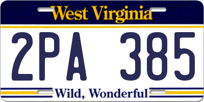 WV license plate 2PA385