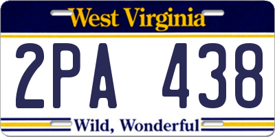 WV license plate 2PA438