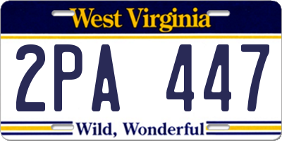 WV license plate 2PA447