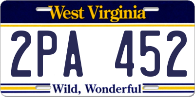 WV license plate 2PA452