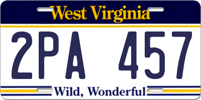 WV license plate 2PA457