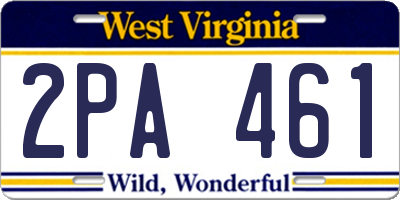 WV license plate 2PA461