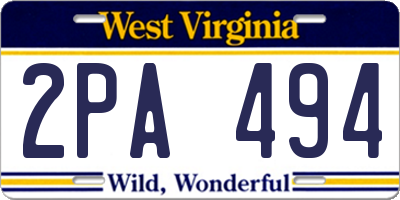 WV license plate 2PA494