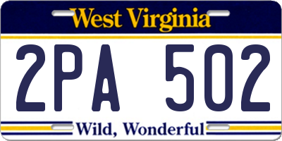 WV license plate 2PA502