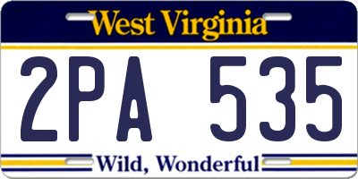 WV license plate 2PA535