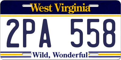 WV license plate 2PA558