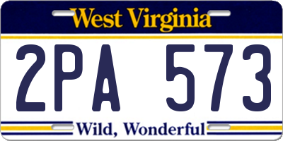 WV license plate 2PA573