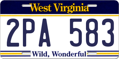 WV license plate 2PA583