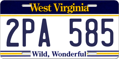 WV license plate 2PA585