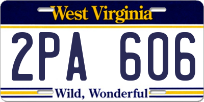 WV license plate 2PA606