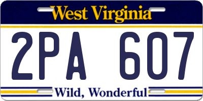 WV license plate 2PA607
