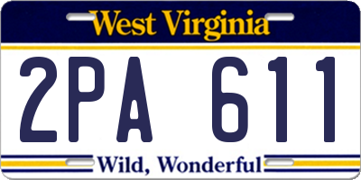 WV license plate 2PA611