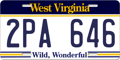 WV license plate 2PA646