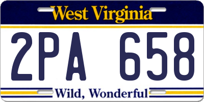 WV license plate 2PA658