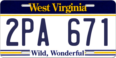 WV license plate 2PA671