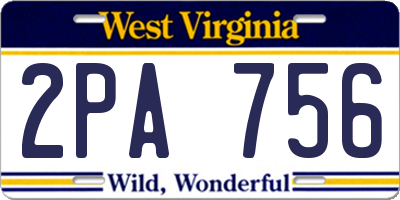 WV license plate 2PA756