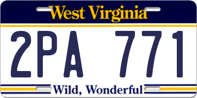 WV license plate 2PA771