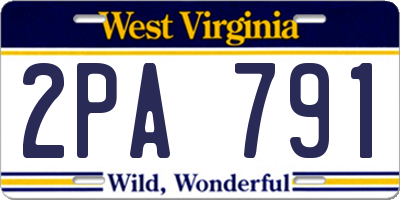 WV license plate 2PA791