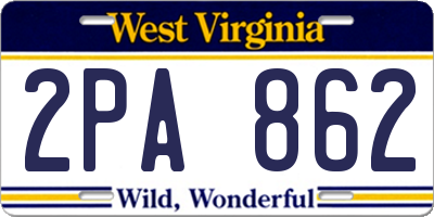 WV license plate 2PA862