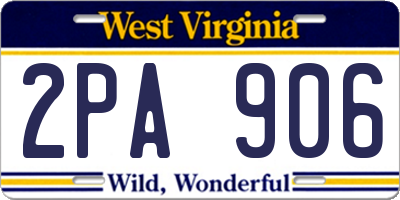 WV license plate 2PA906
