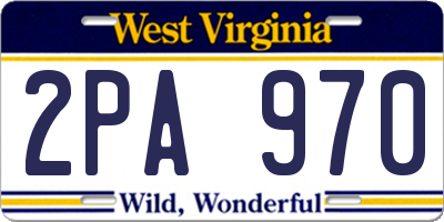 WV license plate 2PA970
