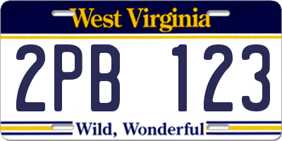 WV license plate 2PB123