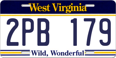 WV license plate 2PB179
