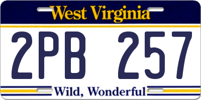 WV license plate 2PB257