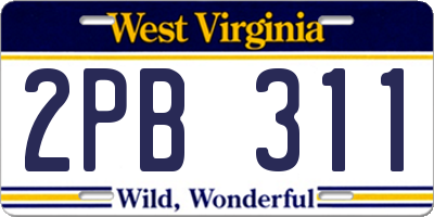 WV license plate 2PB311
