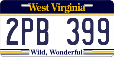 WV license plate 2PB399