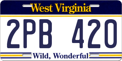WV license plate 2PB420