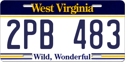WV license plate 2PB483