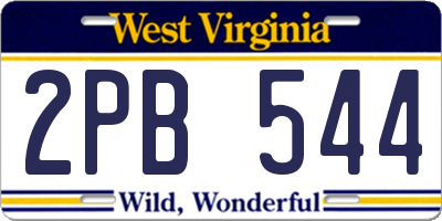 WV license plate 2PB544
