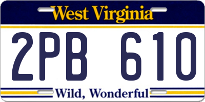 WV license plate 2PB610