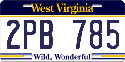 WV license plate 2PB785