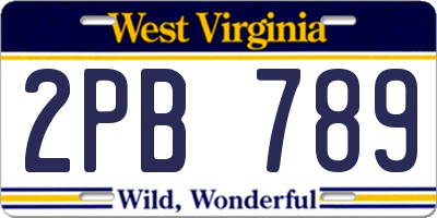 WV license plate 2PB789