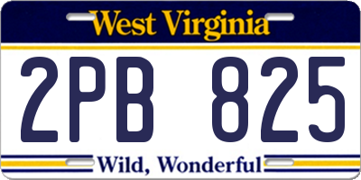 WV license plate 2PB825